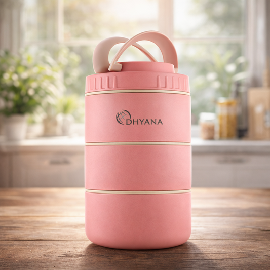 DOST 3 Layer SS Lunch Box | 550ml x 3 Airtight Tiffin | Premium Lunch Box for Office, Kids & Travel