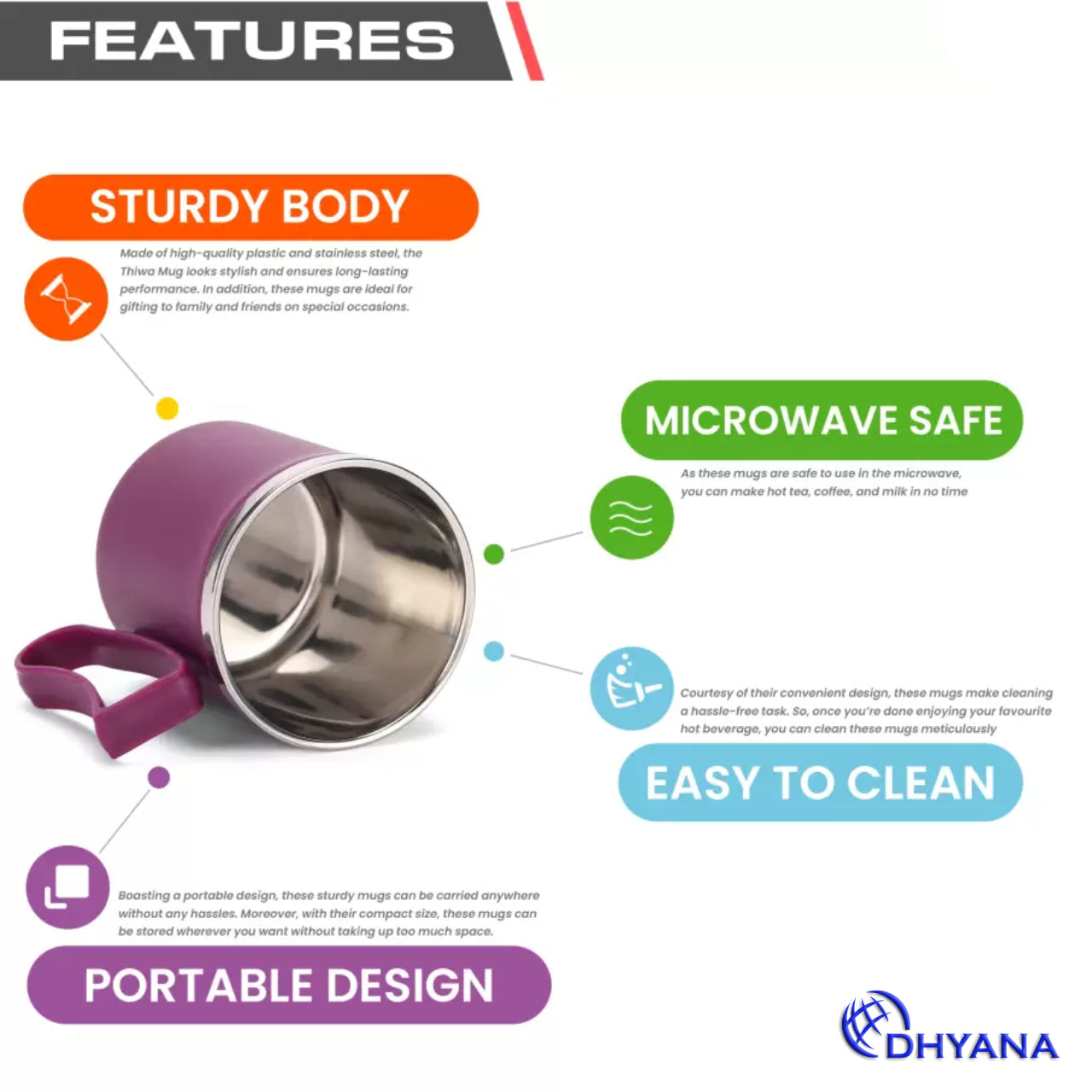 Buy 1 Get 1 Free CoffeeMug, Unbreakable Double Wall Hot and Cool StainlessSteel Mug 300ml