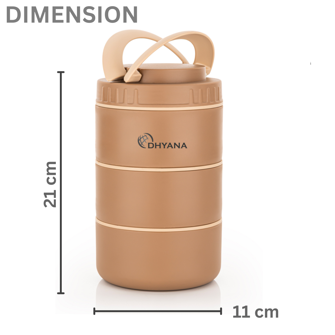 Buy 1 Get 1 Free DOST 3 Layer SS Lunch Box | Leakproof Tiffin for Office, Kids & Travel