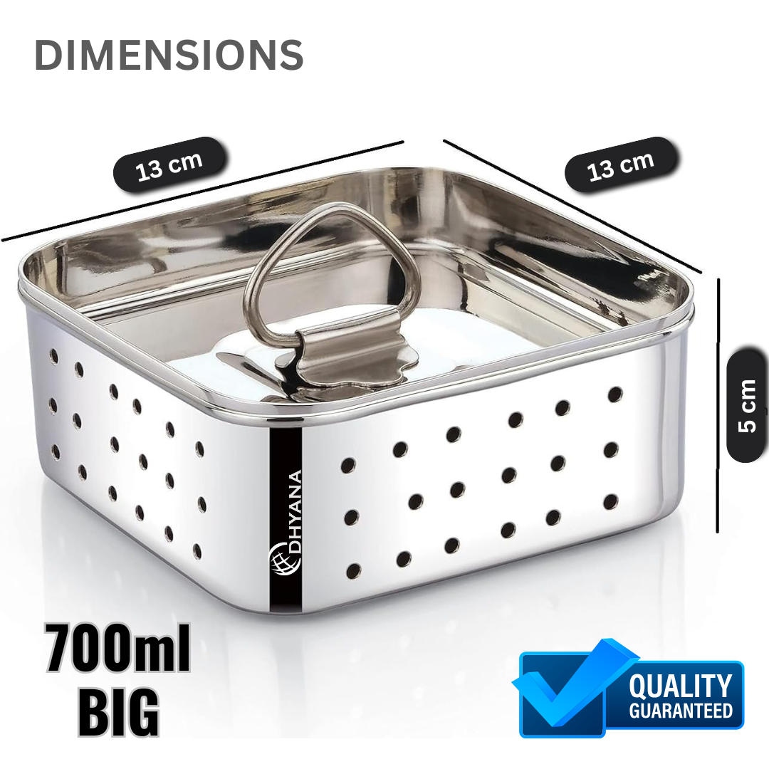 Paneer Maker 700ml Stainless Steel | Paneer Press Mould with Lid & Drip Plate|Tofu Press Mould Maker
