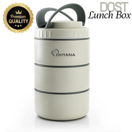 Buy 1 Get 1 Free DOST 3 Layer SS Lunch Box | Leakproof Tiffin for Office, Kids & Travel