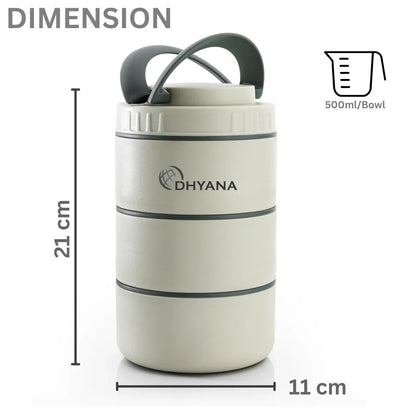 Buy 1 Get 1 Free DOST 3 Layer SS Lunch Box | Leakproof Tiffin for Office, Kids & Travel