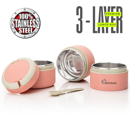 DOST 3 Layer SS Lunch Box | 550ml x 3 Airtight Tiffin | Premium Lunch Box for Office, Kids & Travel