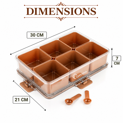 Celebration Premium 6 Compartments Dryfruit Box | Kitchen Spice Storage Box with Lock Lid