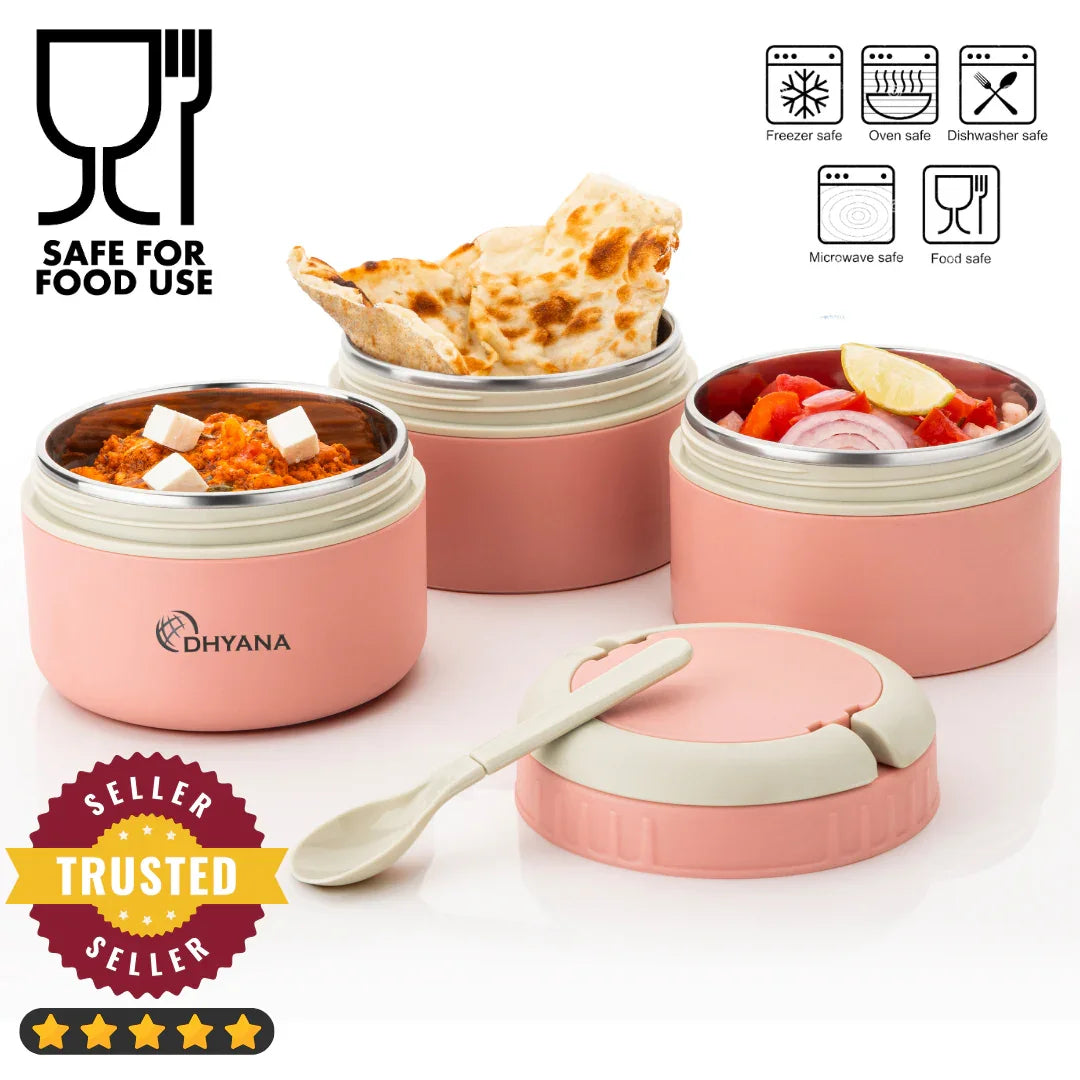 Buy 1 Get 1 Free DOST 3 Layer SS Lunch Box | Leakproof Tiffin for Office, Kids & Travel