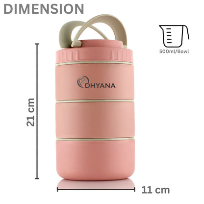 DOST 3 Layer SS Lunch Box | 550ml x 3 Airtight Tiffin | Premium Lunch Box for Office, Kids & Travel