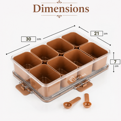 Munch Premium 8 Compartments Dryfruit Box | Kitchen Spice Storage Box with Lock Lid