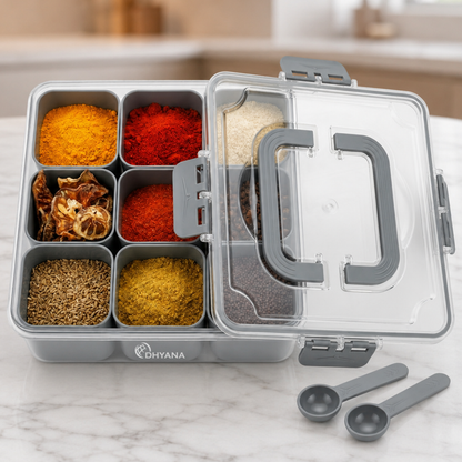 Zaika 9 Compartments Masala Box | Airtight BPA Free Kitchen Spice Storage Container | Multipurpose Food Storage Box