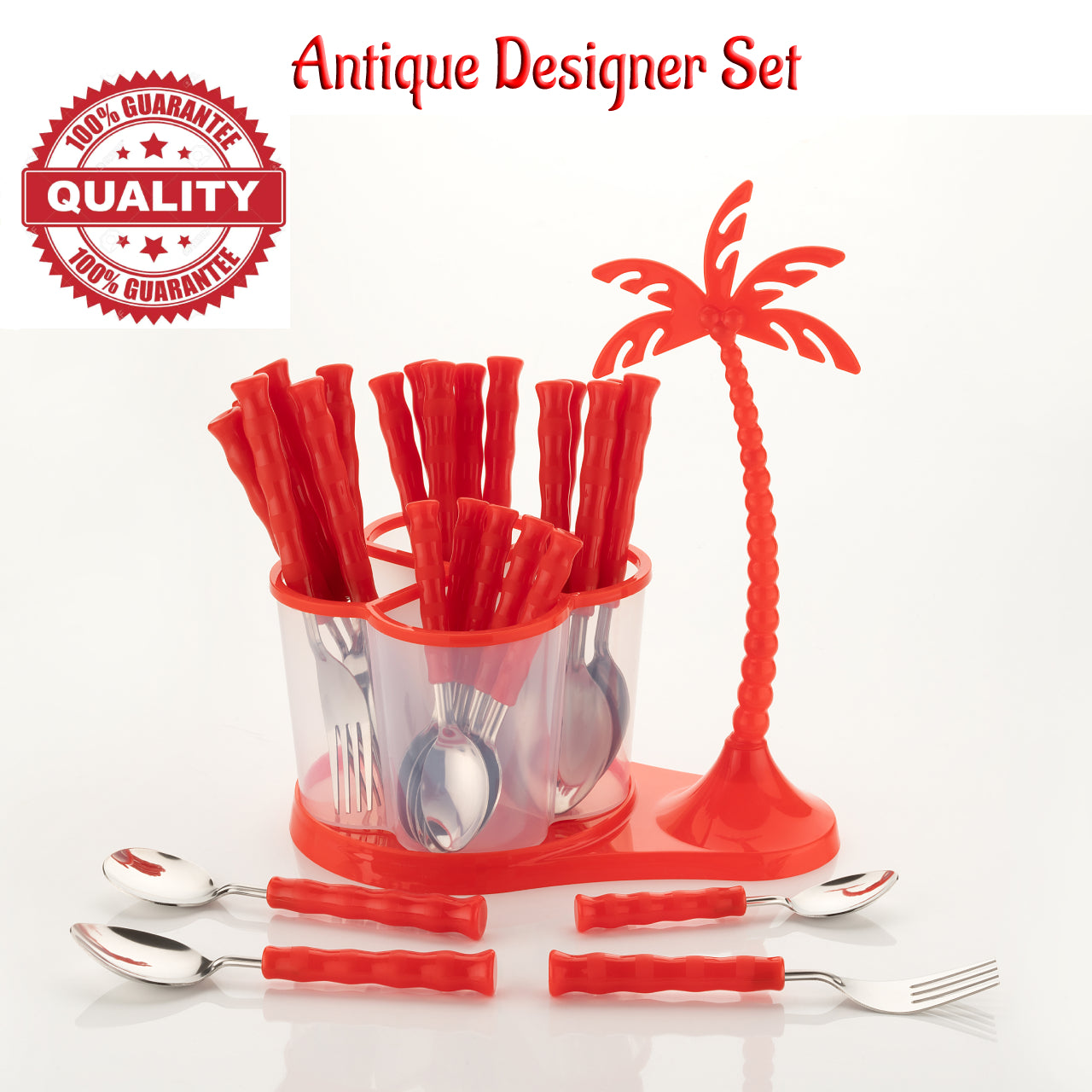 Antique Designer Cutlery Set for Dining Table 24 Pcs Spoon Set With Stand