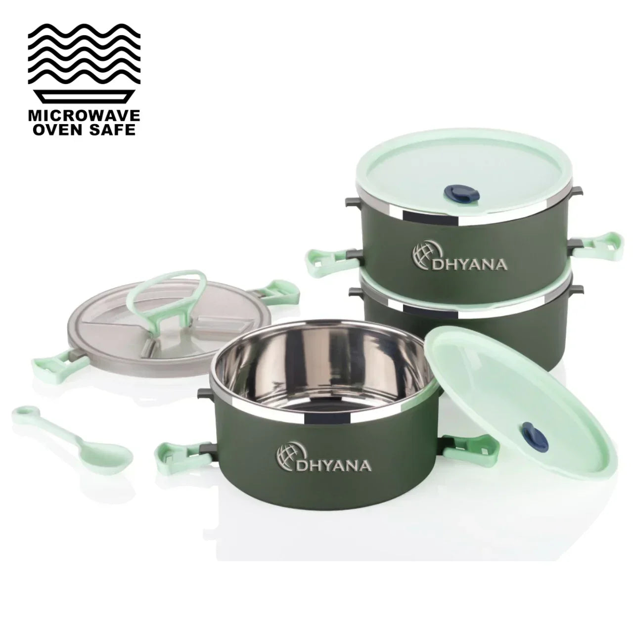 Buy 1 Get 1 Free Big Bite 3 Layer SS Lunch Box | Leakproof Tiffin for Office, Kids & Travel | 300ml each Bowl