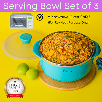 Signature Serving Bowl Microwave Safe Bowl Pack of 3, 1000ml, 1400ml, 2200ml