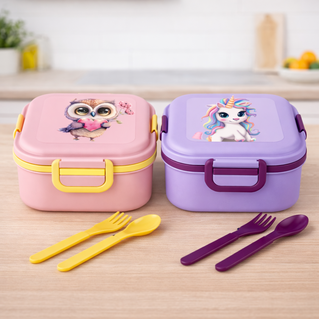 Buy1 Get1 Free Quick Bite lunchbox For School / Office, 4 Compartment Lunchbox with Push Lock