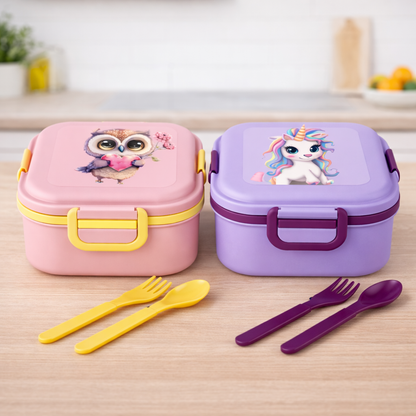 Buy1 Get1 Free Quick Bite lunchbox For School / Office, 4 Compartment Lunchbox with Push Lock