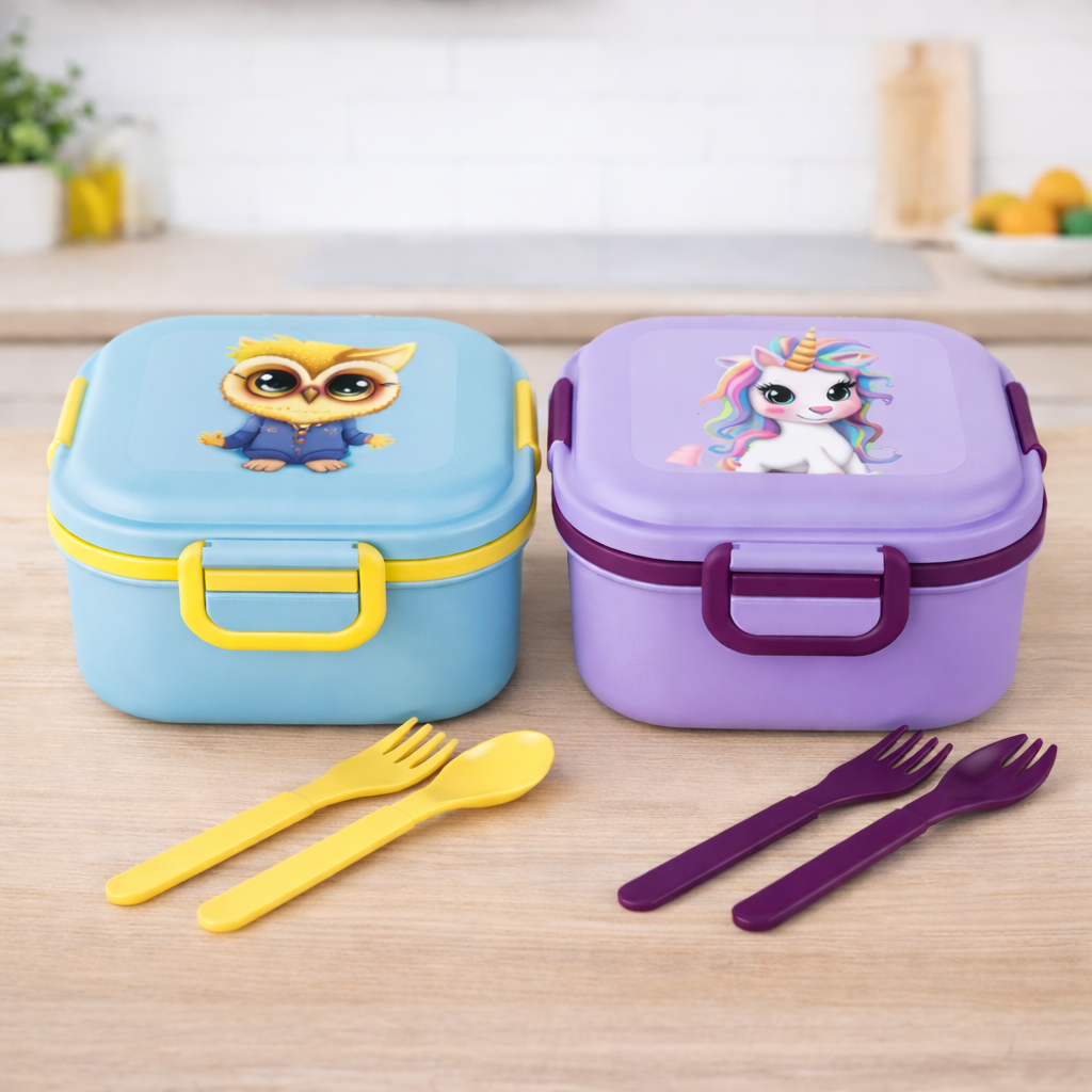 Buy1 Get1 Free Quick Bite lunchbox For School / Office, 4 Compartment Lunchbox with Push Lock