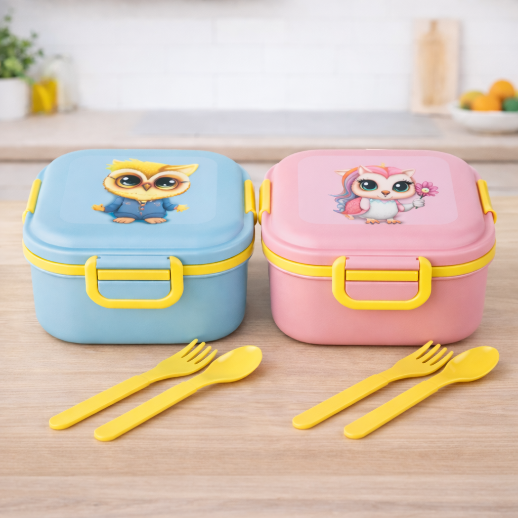 Buy1 Get1 Free Quick Bite lunchbox For School / Office, 4 Compartment Lunchbox with Push Lock