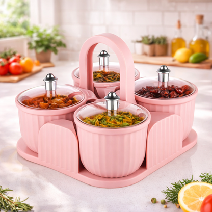 Marvella Multipurpose 4 Jar Dryfruit Set / Candy, Chocolate, Snacks Storage Jar, Masala Jar Set