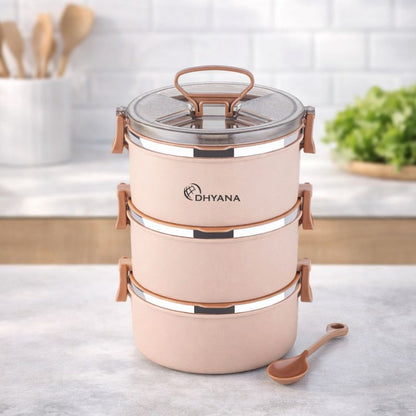 Big Bite 3 Layer SS Lunch Box | 300ml x 3 Airtight Tiffin | Premium Lunch Box for Office, Kids & Travel