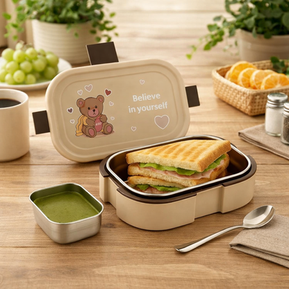 Scooby Lunchbox with Stainless Steel Inner | Insulated Lunch Box with Spoon & Extra Container