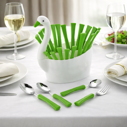 Duck Designer Cutlery Set for Dining Table 24 Pcs Spoon Set With Stand