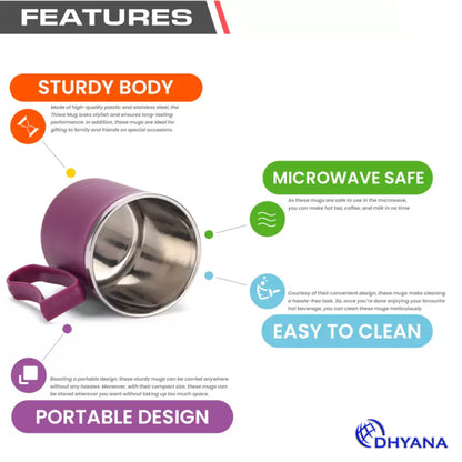 Buy 1 Get 1 Free CoffeeMug, Unbreakable Double Wall Hot and Cool StainlessSteel Mug 300ml