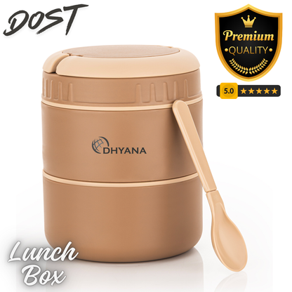DOST 2 Layer SS Lunch Box | 550ml x 2 Airtight Tiffin | Premium Double Decker Office & Kids Lunchbox