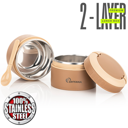 DOST 2 Layer SS Lunch Box | 550ml x 2 Airtight Tiffin | Premium Double Decker Office & Kids Lunchbox