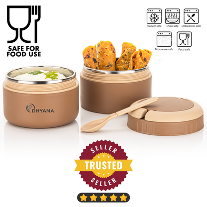 DOST 2 Layer SS Lunch Box | 550ml x 2 Airtight Tiffin | Premium Double Decker Office & Kids Lunchbox