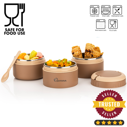 Buy 1 Get 1 Free DOST 3 Layer SS Lunch Box | Leakproof Tiffin for Office, Kids & Travel