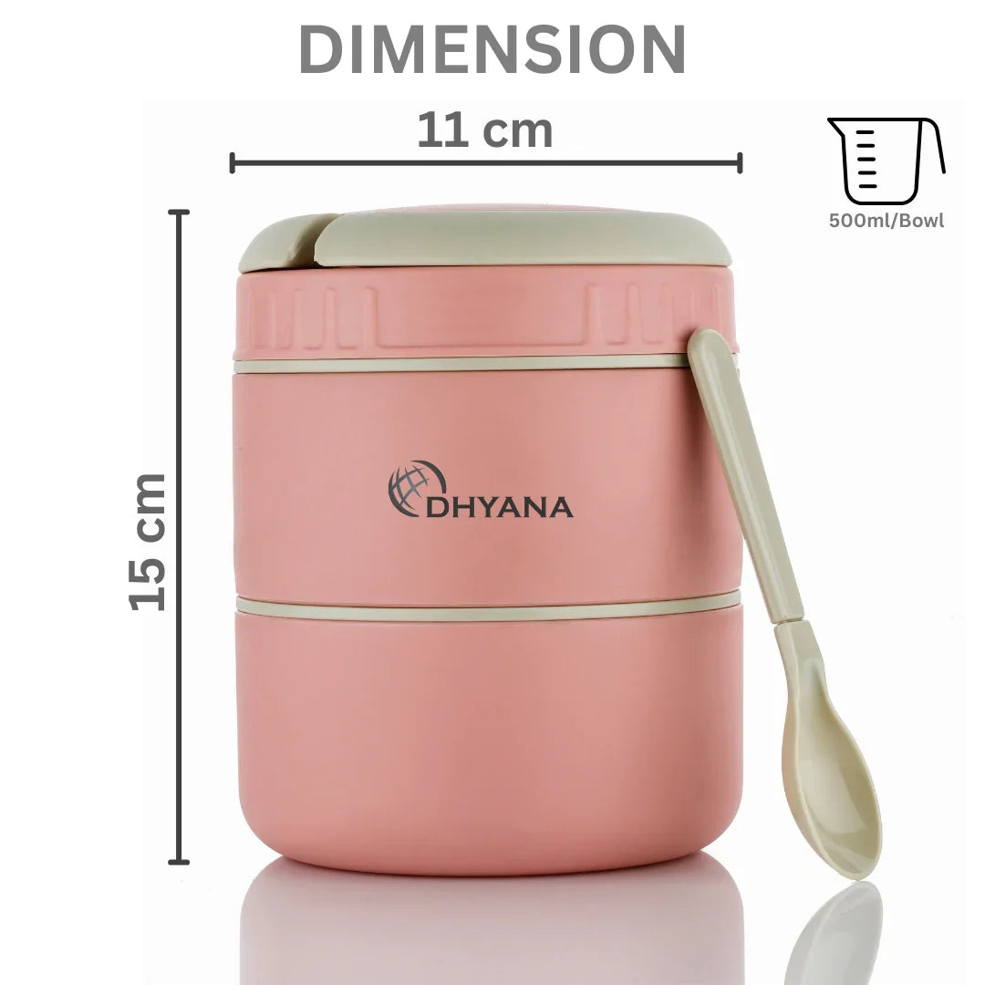 DOST 2 Layer SS Lunch Box | 550ml x 2 Airtight Tiffin | Premium Double Decker Office & Kids Lunchbox