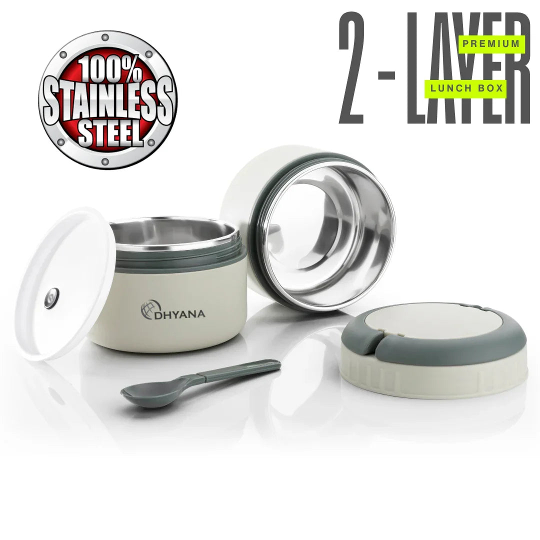 DOST 2 Layer SS Lunch Box | 550ml x 2 Airtight Tiffin | Premium Double Decker Office & Kids Lunchbox