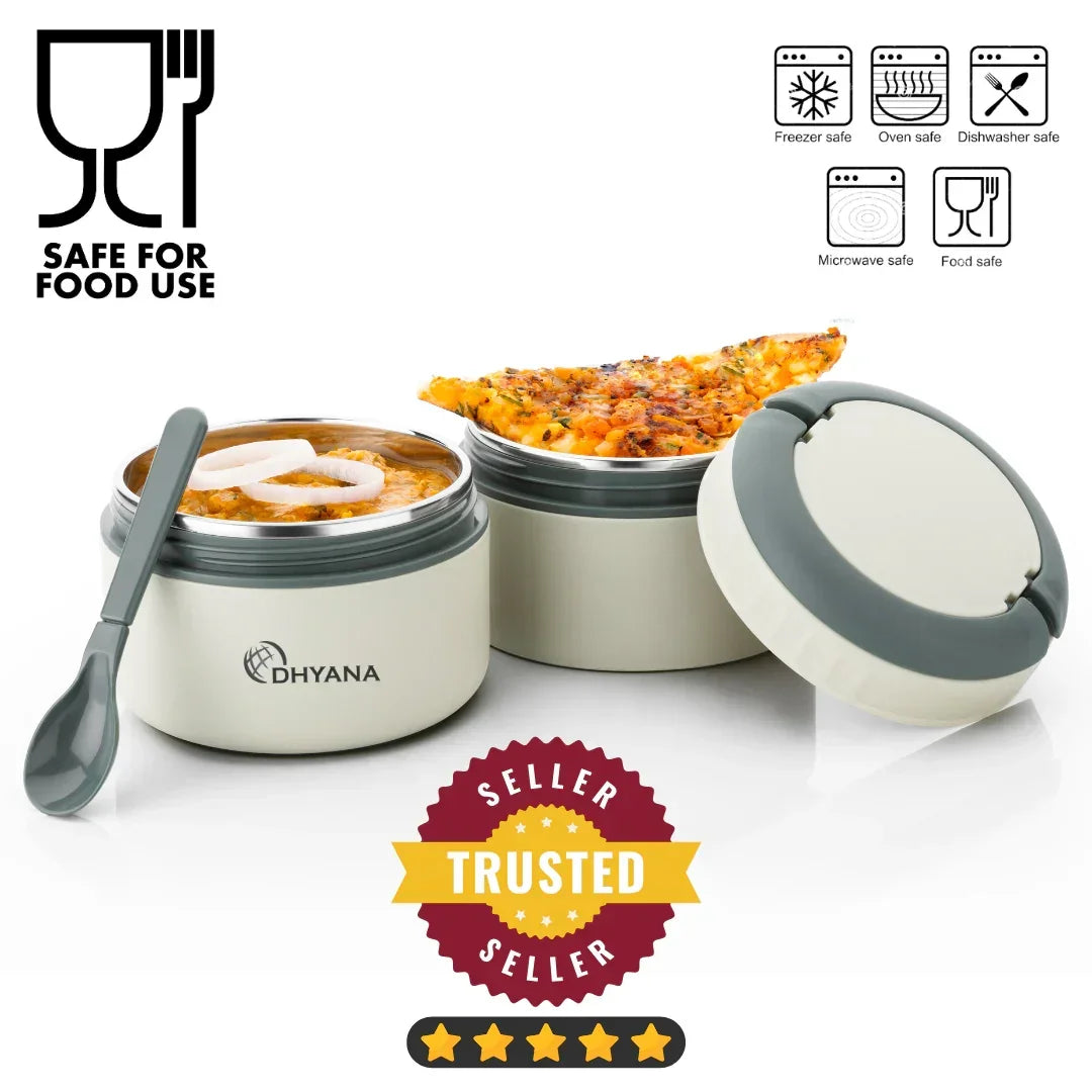 Buy 1 Get 1 Free DOST 2 Layer SS Lunch Box | Leakproof Tiffin for Office, Kids & Travel