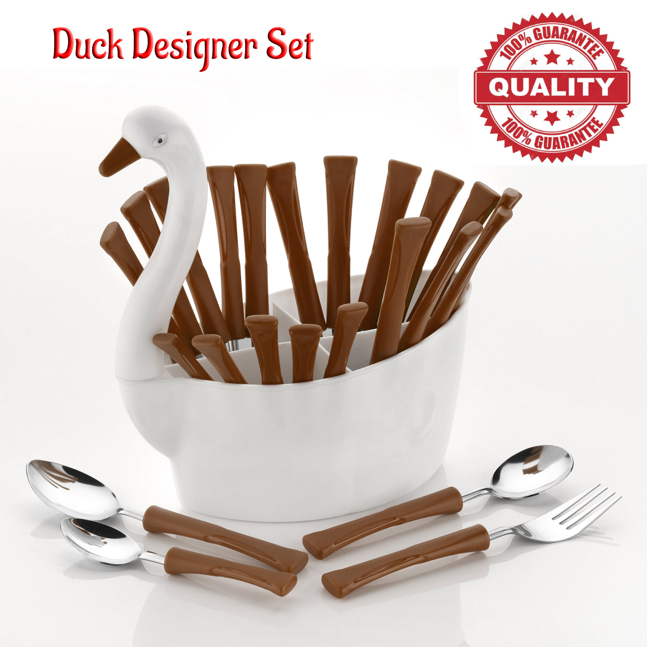 Duck Designer Cutlery Set for Dining Table 24 Pcs Spoon Set With Stand