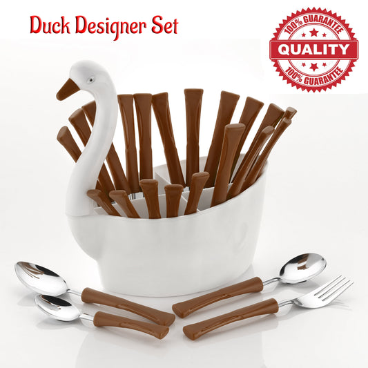 Duck Designer Cutlery Set for Dining Table 24 Pcs Spoon Set With Stand