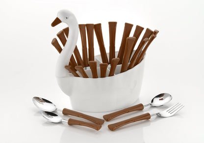 Duck Designer Cutlery Set for Dining Table 24 Pcs Spoon Set With Stand