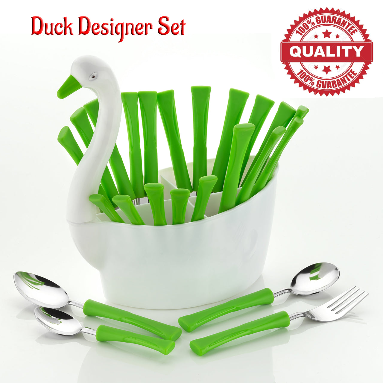 Duck Designer Cutlery Set for Dining Table 24 Pcs Spoon Set With Stand