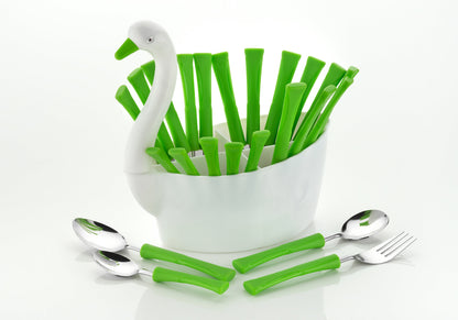 Duck Designer Cutlery Set for Dining Table 24 Pcs Spoon Set With Stand