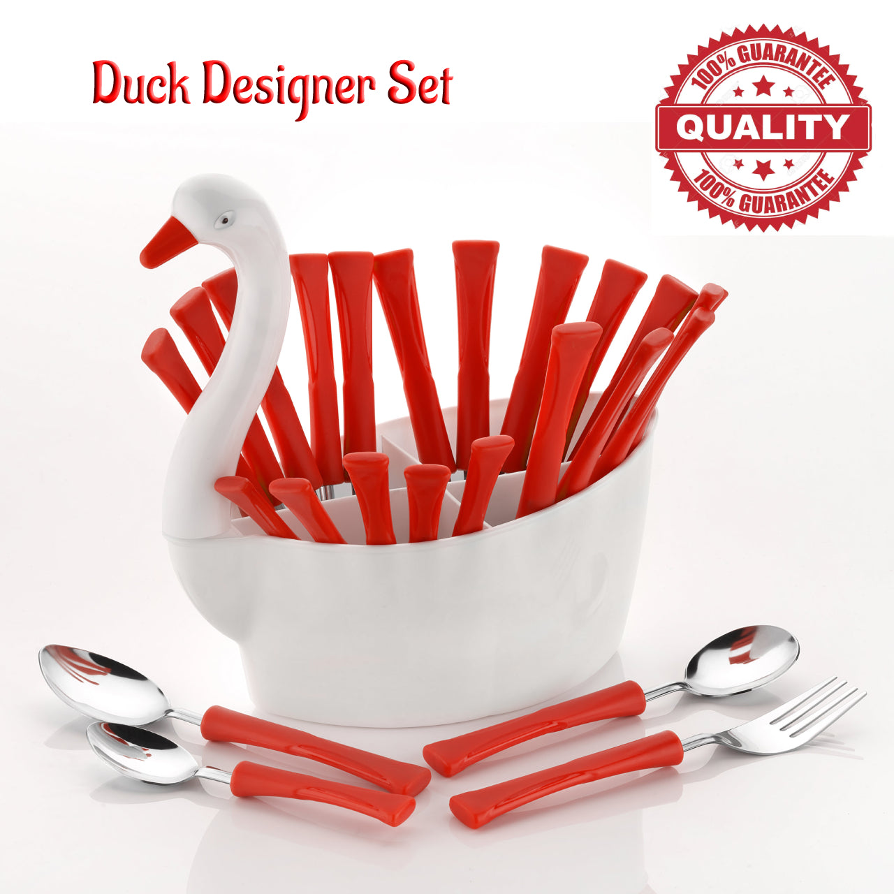 Duck Designer Cutlery Set for Dining Table 24 Pcs Spoon Set With Stand