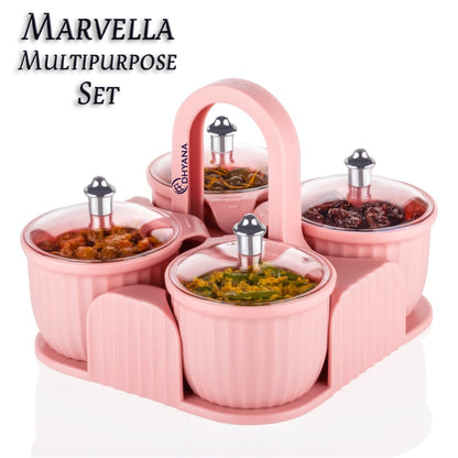 Marvella Multipurpose 4 Jar Dryfruit Set / Candy, Chocolate, Snacks Storage Jar, Masala Jar Set