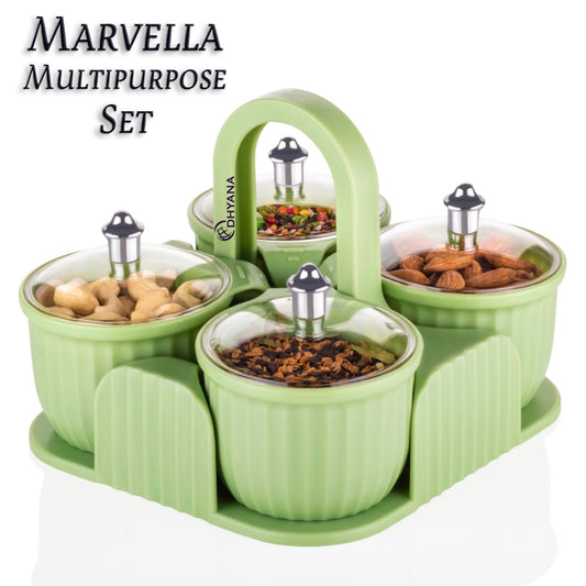 Marvella Multipurpose 4 Jar Dryfruit Set / Candy, Chocolate, Snacks Storage Jar, Masala Jar Set