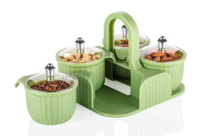 Marvella Multipurpose 4 Jar Dryfruit Set / Candy, Chocolate, Snacks Storage Jar, Masala Jar Set