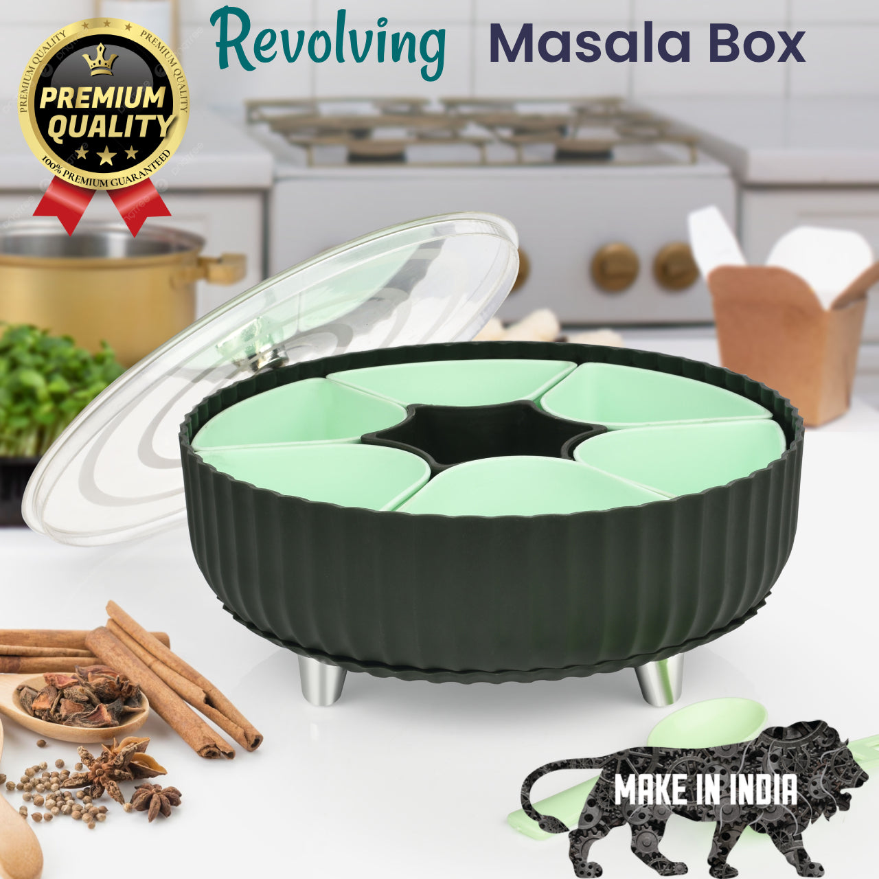 Plastic Spice Container / Masala Box - (7 in 1) Aachar lunchbox or Chatni Box