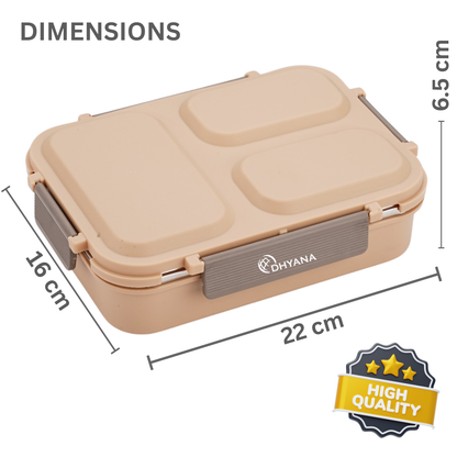 Dhyana Metro Lunchbox | Premium Steel 3 Compartment Tiffin Box | Leak Proof & Thermal Insulated