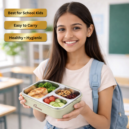Dhyana Metro Lunchbox | Premium Steel 3 Compartment Tiffin Box | Leak Proof & Thermal Insulated
