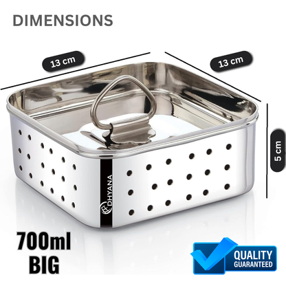 Paneer Maker 700ml Stainless Steel | Paneer Press Mould with Lid & Drip Plate|Tofu Press Mould Maker