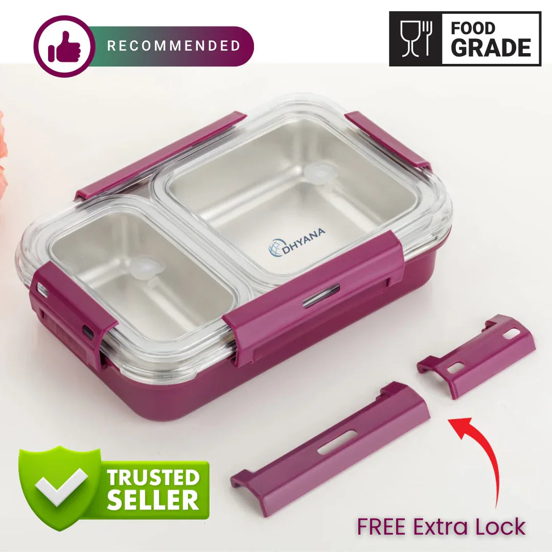 Super lunchbox | 2 Section Stainless Steel Inner | Insulated & Food Grade | Free Lock Set | Back to School lunchbox