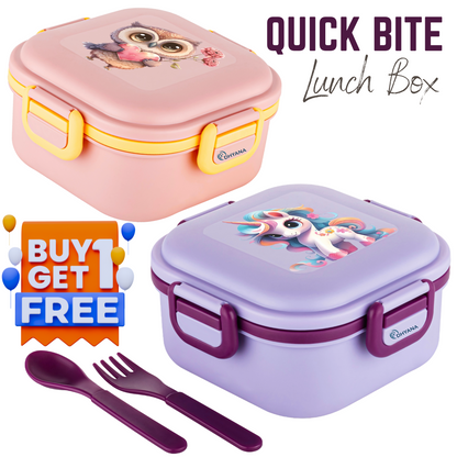 Buy1 Get1 Free Quick Bite lunchbox For School / Office, 4 Compartment Lunchbox with Push Lock