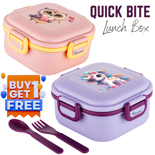 Buy1 Get1 Free Quick Bite lunchbox For School / Office, 4 Compartment Lunchbox with Push Lock