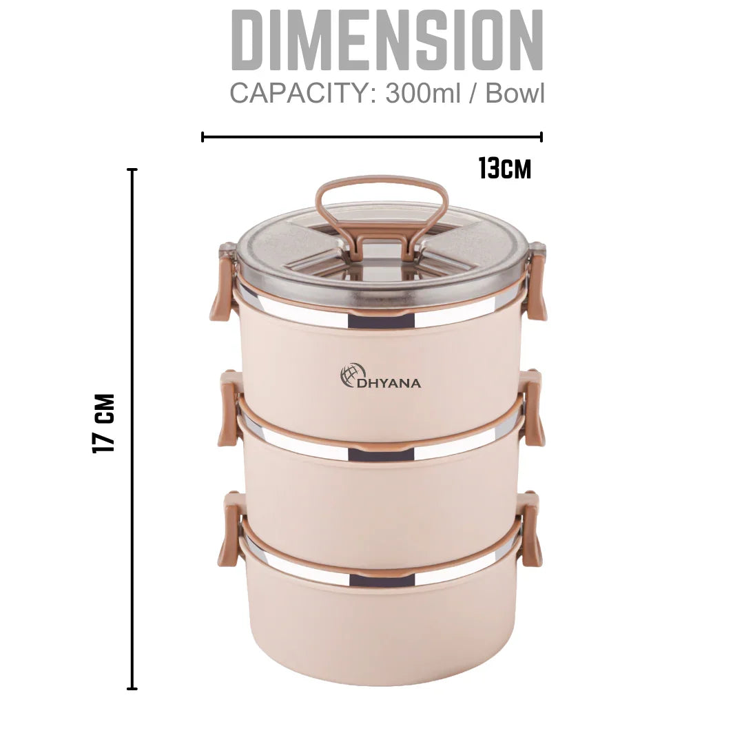 Buy 1 Get 1 Offer Big Bite 3 Layer Steel Lunch Box with 400ml Steel Inner Stylish Sipper Bottle