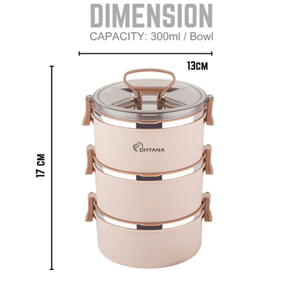 Buy 1 Get 1 Offer Big Bite 3 Layer Steel Lunch Box with 400ml Steel Inner Stylish Sipper Bottle
