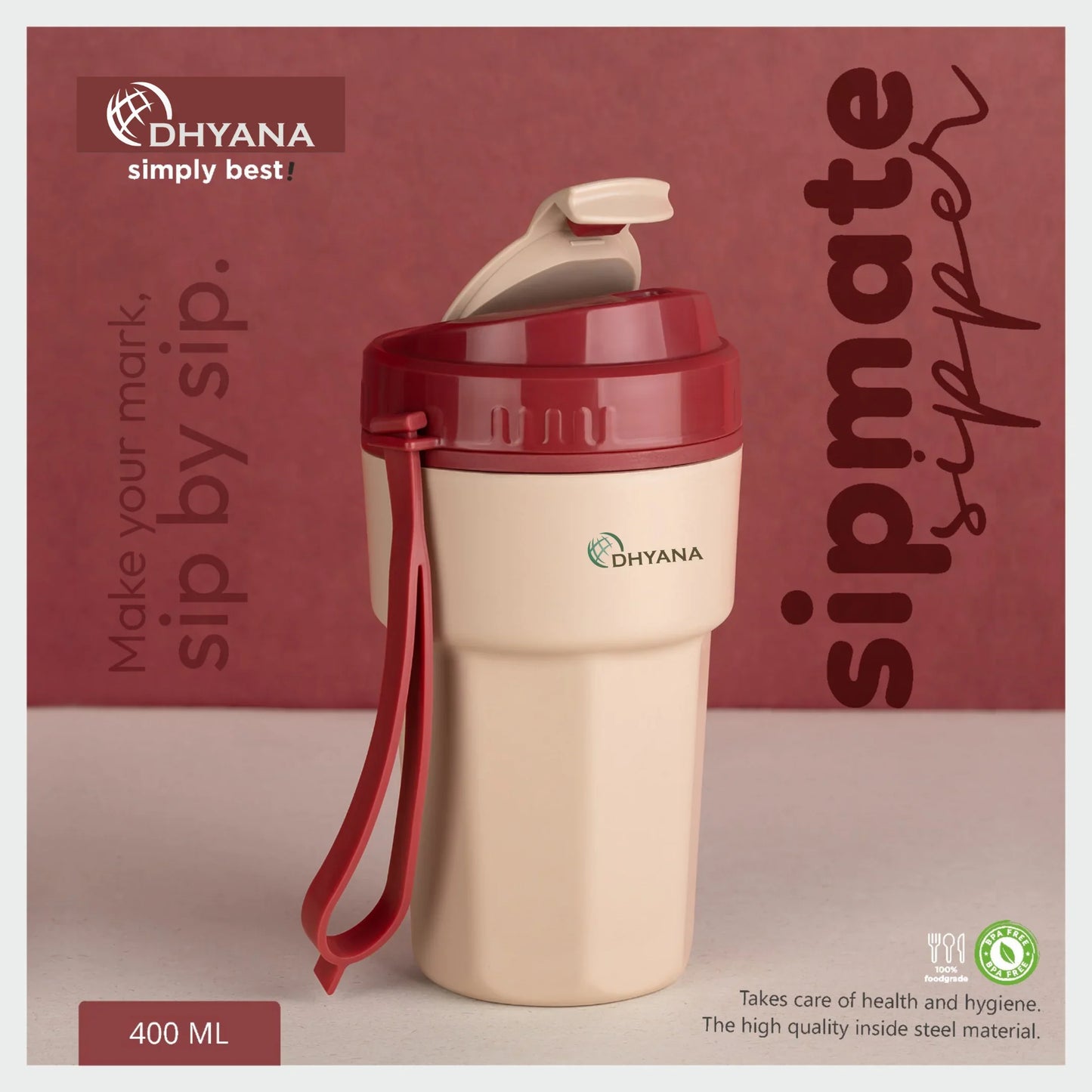 Buy 1 Get 1 Offer Big Bite 3 Layer Steel Lunch Box with 400ml Steel Inner Stylish Sipper Bottle